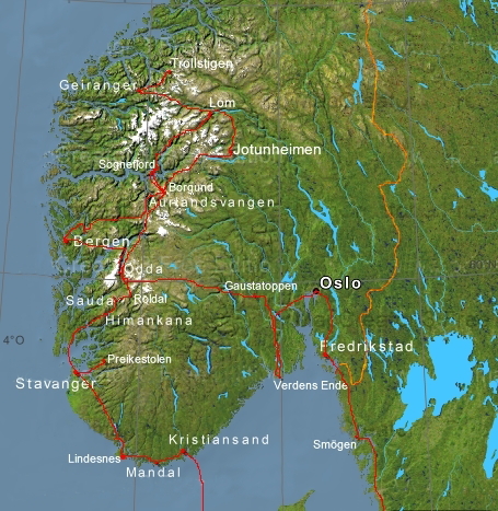 Norwegen Reisewege